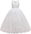 Full Lace Flower Girls Dress Long A Line Bridesmaid Wedding Tulle Dresses Birthday Formal Party Ball Gown girls party dress