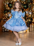 Pink Tulle Sequin With Bow Sleeveless For Wedding Prom Birthday Party Banquet Holy Communion Gown Customized Flower Girl Dress