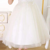 Ivory Tulle Puffy Applique With Big Bow Sleeveless For Wedding Birthday Banquet First Communion Dresses Flower Girl Dresses