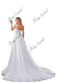 Benutzerdefinierte Blumenspitze Brautkleid A-Linie Tüll 3D Spitze Brautkleid Off the Shoulder Korsett Brautkleider Benutzerdefinierte Brautkleider 