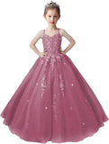 Lace Applique Tulle Pageant Gowns for Girls Ball Gown Flower Girl Dress Princess Toddler Kids Prom Pageant   Dress