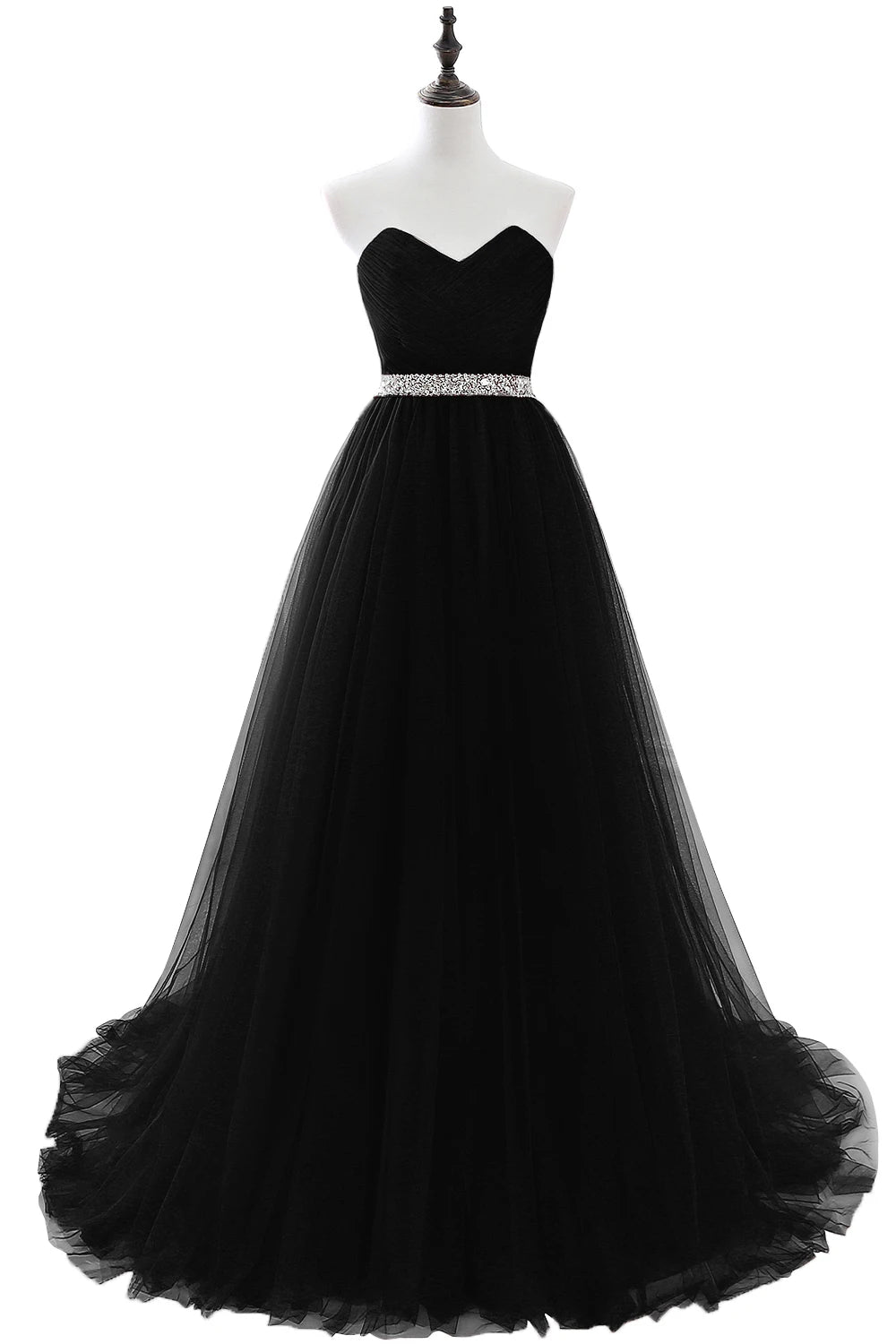 A-line Strapless Tulle Royal Blue Evening Dresses Lace Up Crystal Sequin Formal Party For Bride Sexy Prom Gown Wedding Party