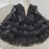 Bonitos vestidos de princesa para fiesta de bodas, personalizados, de organza brillante con lentejuelas y lazo, para niña de las flores. 