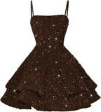 Kurze Pailletten-Heimkehrkleider für Teenager 2025, glitzernde Spaghettiträger, Sweet 16-Abschlussball-Cocktailkleid, Ballkleid, Partykleider 