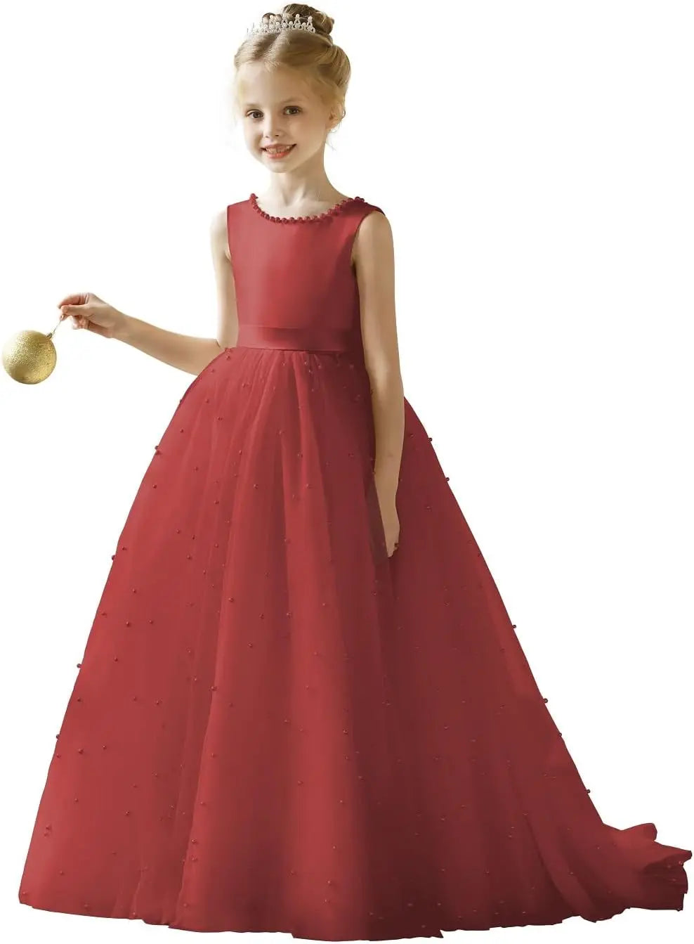 Flower Girl Tulle Tutu Dress for Kids Wedding Girl First Communion Pageant Dresses Princess Prom Ball Gowns with Bow
