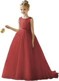 Flower Girl Tulle Tutu Dress for Kids Wedding Girl First Communion Pageant Dresses Princess Prom Ball Gowns with Bow