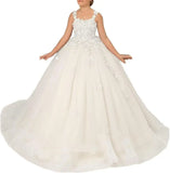 Blumenmädchenkleider für Hochzeit Spitze Prinzessin Erstkommunion Abendkleider Tüll Festzug Ballkleider Prinzessinnenkleid 