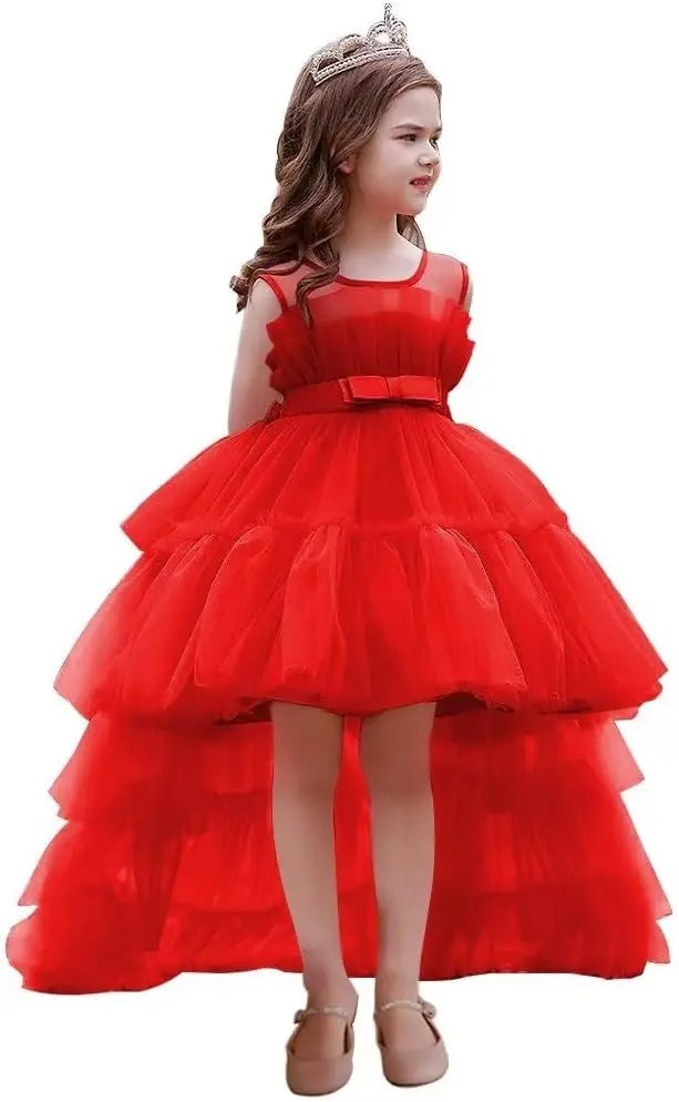 High Low Tulle Pageant Gown Tiered Flower Girl Dress Layered Ball Gown Kids Birthday Party Dress princess dress
