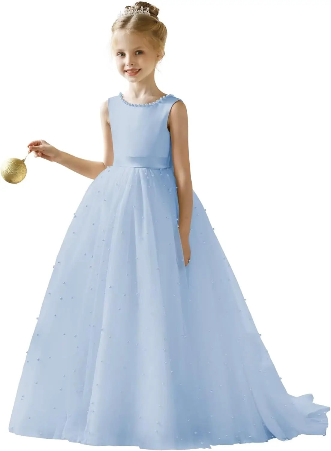 Flower Girl Tulle Tutu Dress for Kids Wedding Girl First Communion Pageant Dresses Princess Prom Ball Gowns with Bow