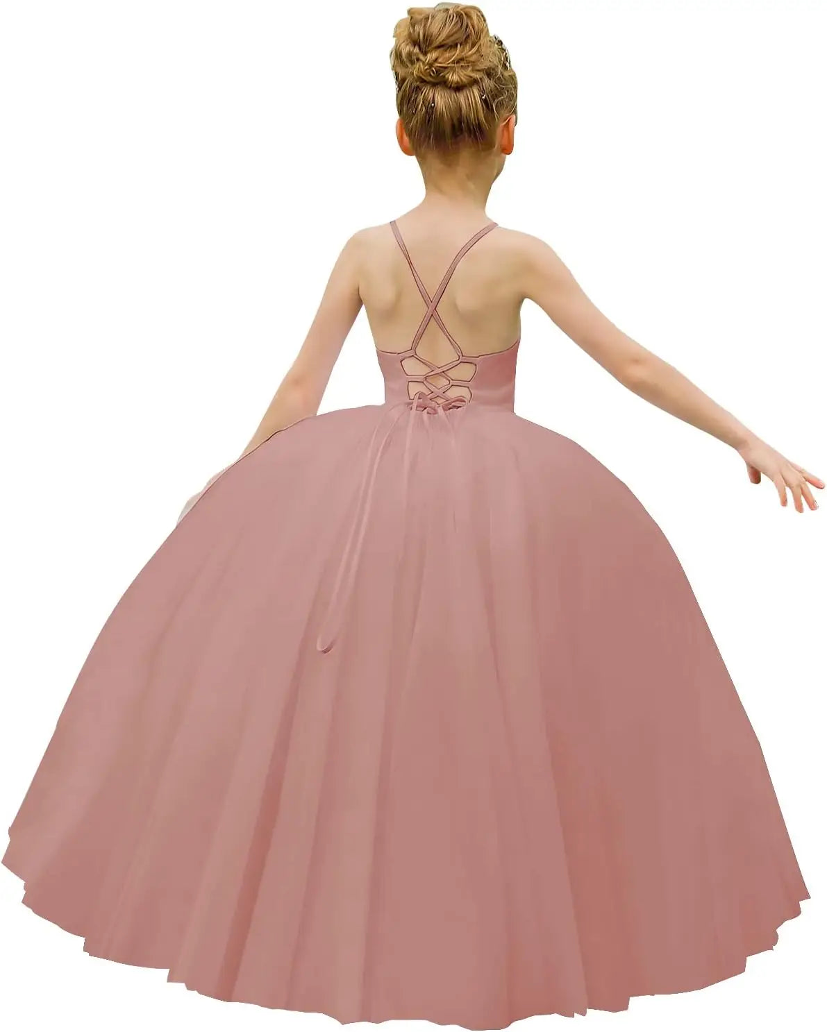 Flower Girl Dress Crossed Straps Lace Wedding Dresses Party Bridesmaid Ball Gown princess dress  pageant dresses for girls