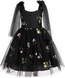 Blumenmädchenkleid, ärmellos, Spaghettiträger, floral bestickt, Prinzessinnenkleid, Kleinkind, Geburtstagsparty, Fee, Tüllkleid 