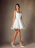 Shiny Two Straps Scoop Neckline Bridal Grown Short/Mini Wedding Dresses Custom Made 2026 Vestido De Noival