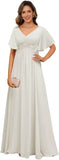 Plus Size Short Sleeves Mother of The Bride Dresses for Curvy Women V Neck Formal Dresses with Pockets Bridesmaid Dress Gowns