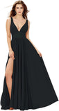 Elegant Women's Long Chiffon Bridesmaid Dresses Deep V-Neck Sleeveless Slit Formal Evening Party Gowns prom dresses