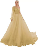 One Shoulder Appliques Tulle Prom Dresses Glitter Ball Gown Wedding Dress Princess Formal Gown