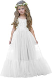 Blumenmädchenkleid Spitze/Tüll Boho Kleinkindkleider Rüschenmädchenkleid für Hochzeit Gartenparty Kommunion Strand Prinzessinnenkleid 