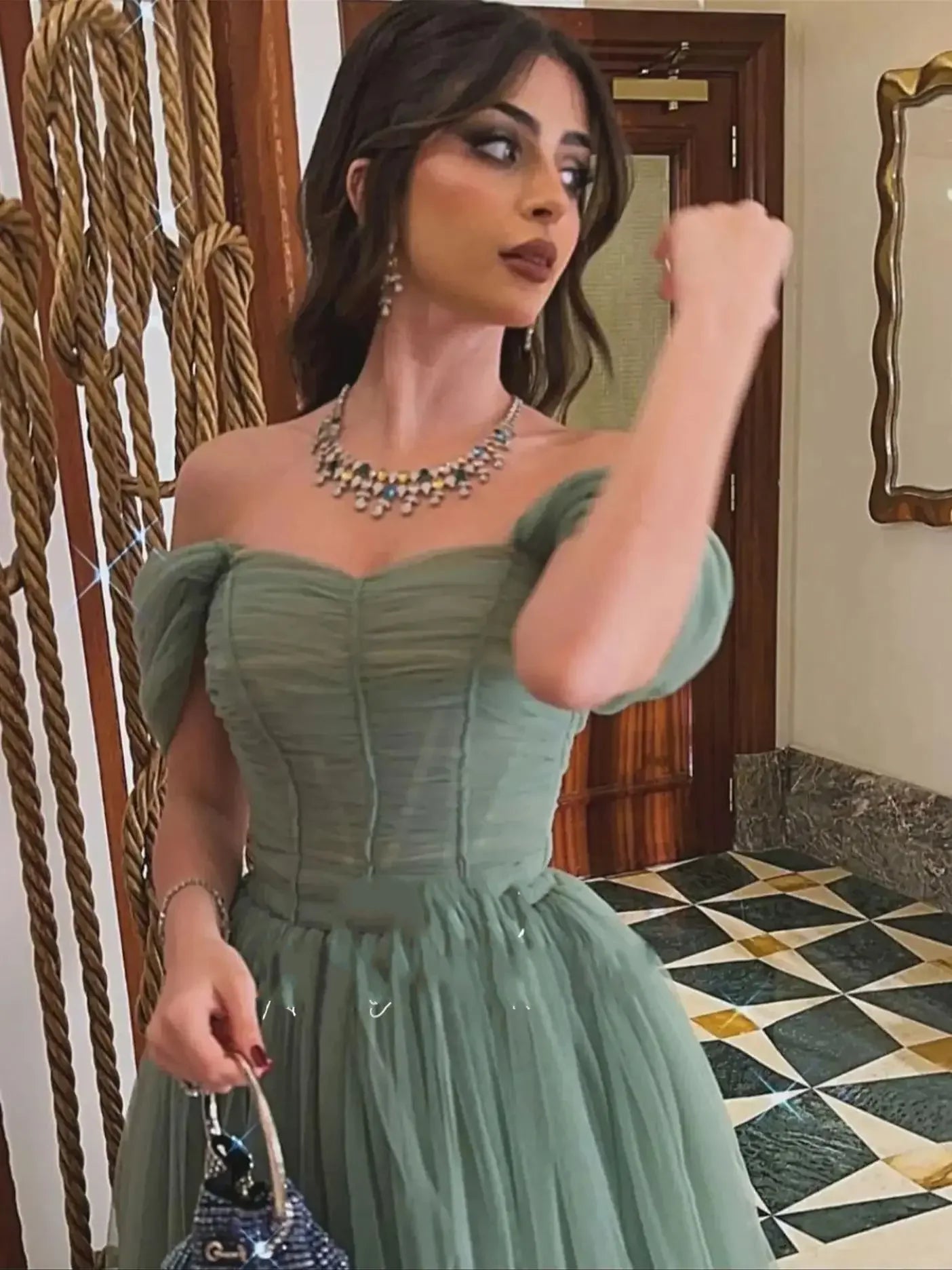 Mesh Graduation Gown Prom Party Dress Prom Sage Green Suitable Dresses For Luxury Evening Robe De Soiree Femmes Homecoming Dress