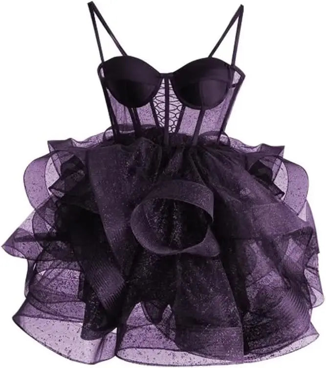 Organza Tüll Homecoming Kleider Spaghettiträger Lagen Kurzes Ballkleid Sweetheart Cocktailkleid Cocktailkleid 