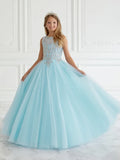 Vestidos de tul rosa con apliques dorados y esponjosos sin mangas para bodas, fiestas de cumpleaños, banquetes, comuniones y niñas de las flores. 
