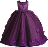 Blumenmädchenkleid Prinzessin Puffy Tüllkleider Brautjungfer Hochzeit Kommunion Geburtstagsfeier Festzug Maxi Ballkleid für Kinder