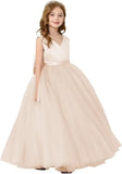 Satin Tulle Flower Girl Tutu Dress for Wedding Formal Holiday First Communion Dress with Bow pageant princess dresses for girls