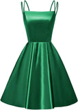 Satin Homecoming-Kleider für Teenager, kurze Ballkleider 2025, Spaghettiträger, Cocktailparty-Kleid, Abschlusskleid, Minikleid 
