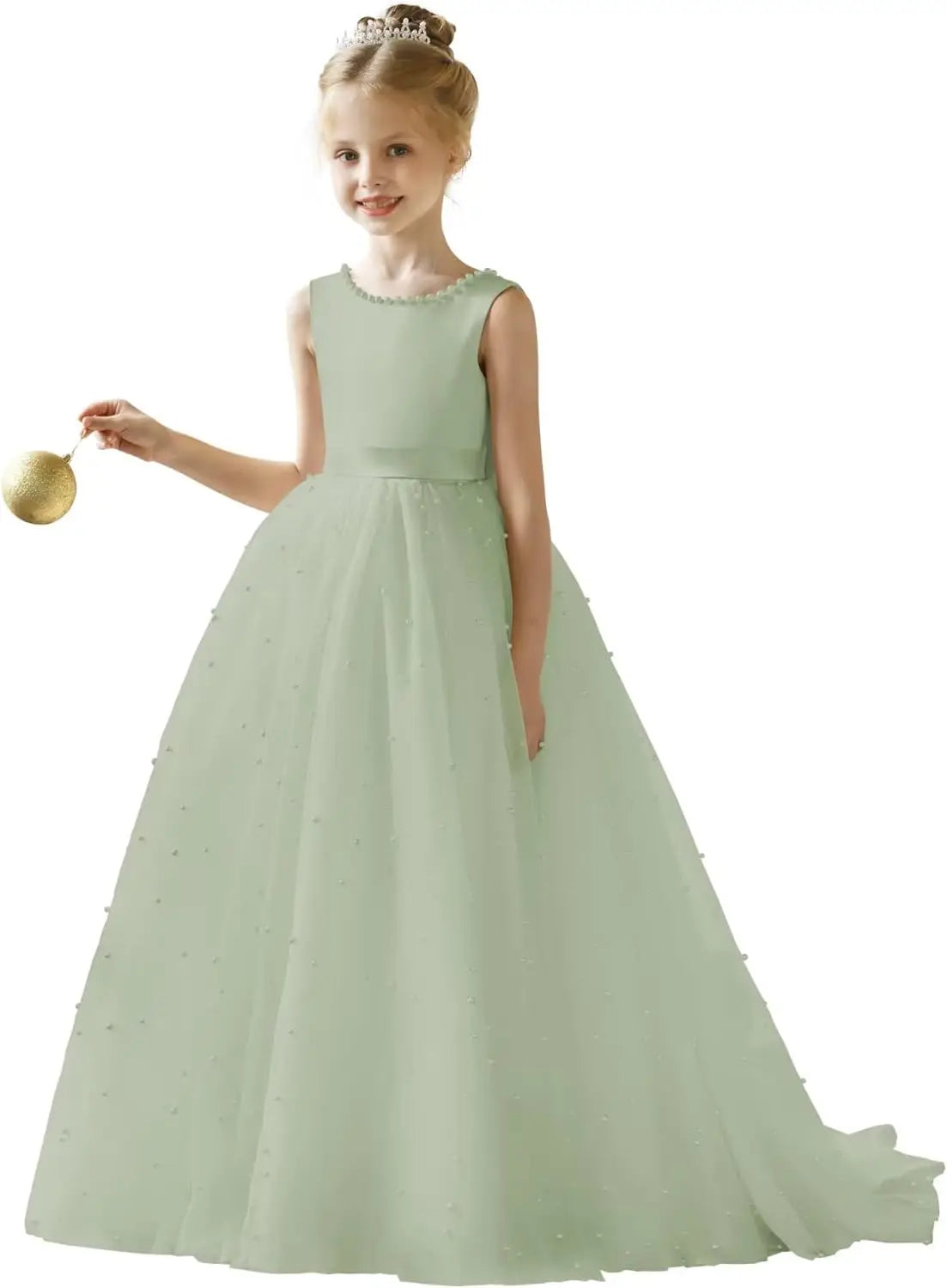 Flower Girl Tulle Tutu Dress for Kids Wedding Girl First Communion Pageant Dresses Princess Prom Ball Gowns with Bow