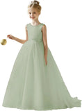 Flower Girl Tulle Tutu Dress for Kids Wedding Girl First Communion Pageant Dresses Princess Prom Ball Gowns with Bow
