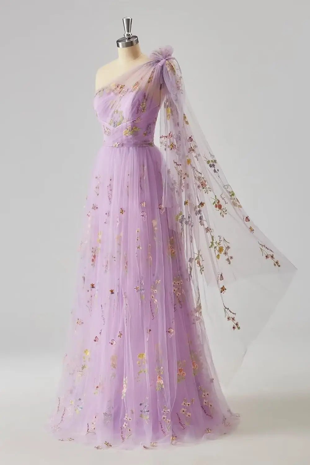 Vestidos de fiesta de tul para mujer con bordado de flores, corte A, largo hasta el suelo, vestidos formales de noche para fiesta 