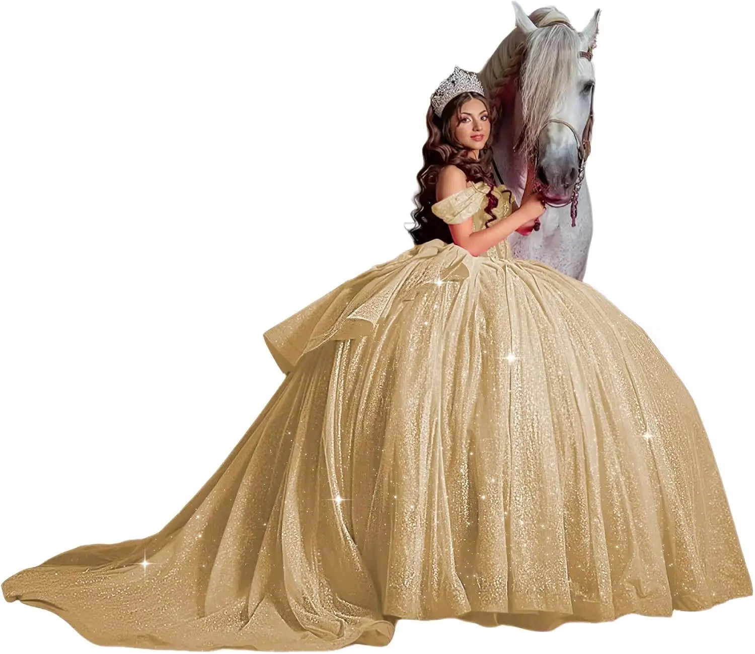 Off Shoulder Quinceanera Dresses Ball Gown Sparkly Beading Tulle Prom Dress Ruffle Layered Sweet 16 Dresses party dresses