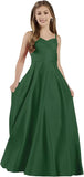 Mädchen Träger Junior Brautjungfer Kleid für Hochzeit Satin Festzug Blumenmädchen Kleider Festzug für Teenager Prinzessin Kleid 