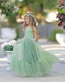 Blumenmädchenkleid Spitze/Tüll Boho Kleinkindkleider Rüschenmädchenkleid für Hochzeit Gartenparty Kommunion Strand Prinzessinnenkleid 
