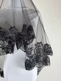 White Ivory Red Black Bridal Veil Lace Short Elbow Wedding Tulle Appliques Embroidery Edge Long Cathedral Bride Veils 1.4M 265cm