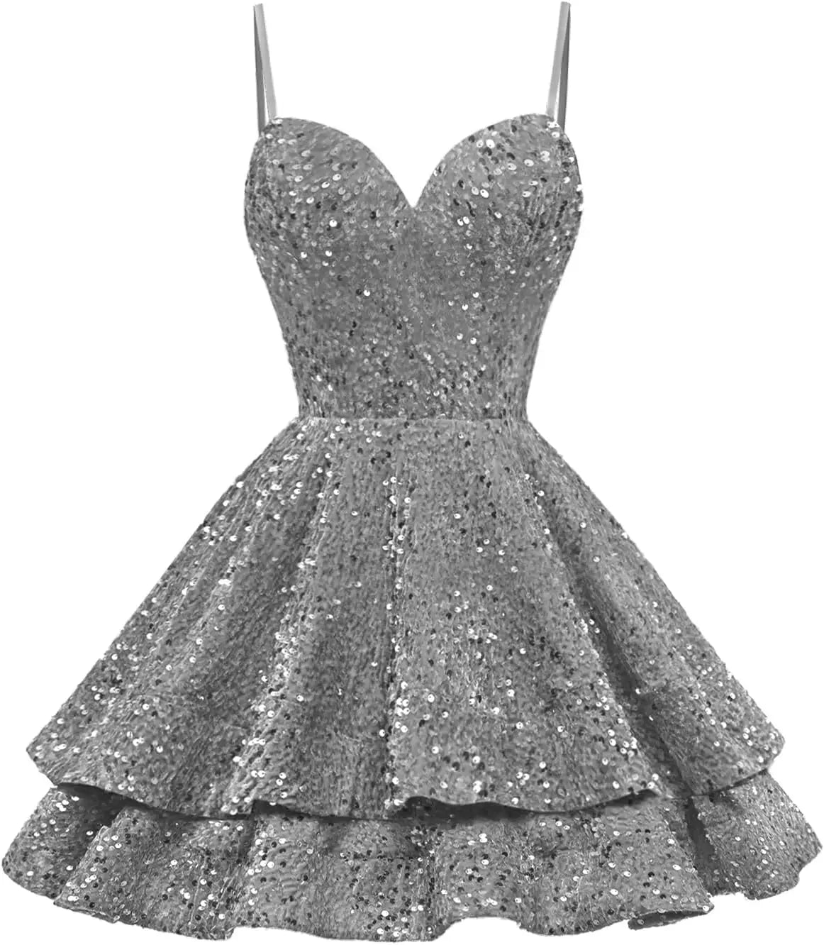 Tiered Sequin Homecoming Dresses Short for Teens 2025 Spaghetti Straps A-Line Prom Dress mini dress  party dresses