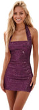 Sparkly Sequin Short Homecoming Dresses for Teens Halter Tight HOCO Dresses 2025 Backless Formal Cocktail Gown bridesmaid dress
