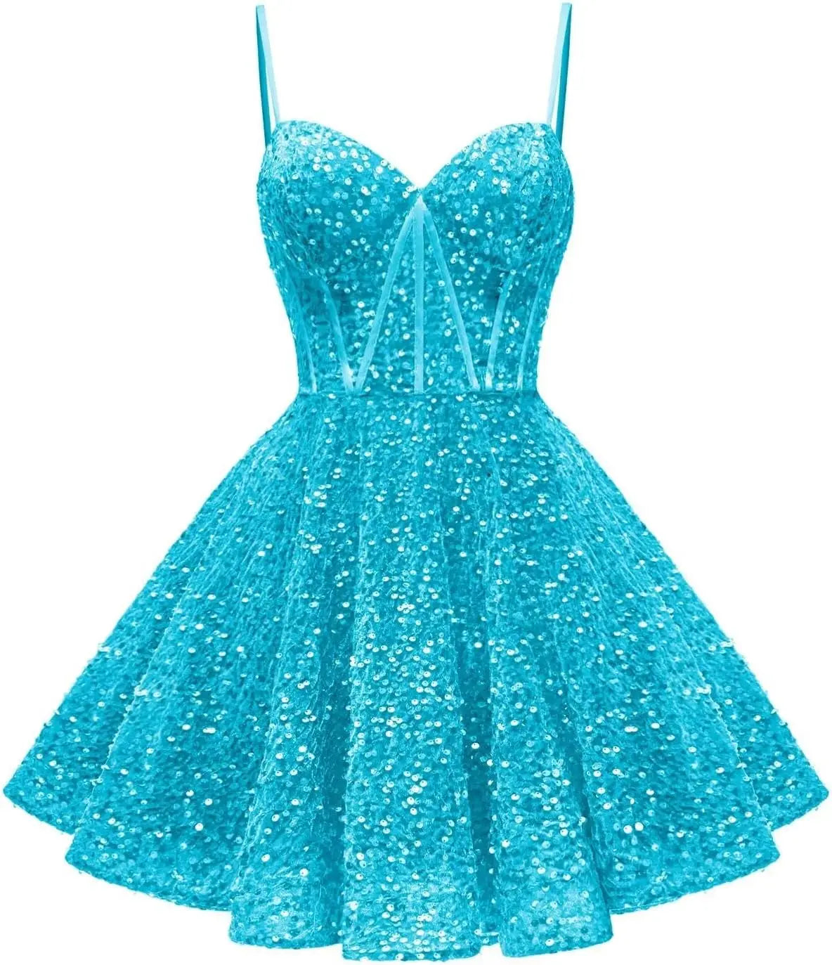 Spaghetti Straps Sequin Homecoming Dress Short Prom Gown with Pockets Evening Party Gowns cocktail dress  party mini dresses