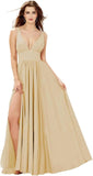 Elegant Women's Long Chiffon Bridesmaid Dresses Deep V-Neck Sleeveless Slit Formal Evening Party Gowns prom dresses