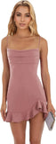 Vestidos cortos de fiesta ajustados para mujer, con tirantes finos y bajo con volantes, para cóctel y club. 