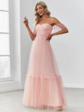 Women's Formal Dress Sweetheart Off-Shoulder Ruched Tulle Maxi Bridesmaid Dresses elegant dress women for wedding party