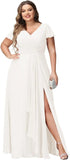 Vestidos de dama de honor con mangas con volantes y bolsillos, cuello en V, largos y formales, para mujer, talla grande, 2026, para fiesta de boda. 