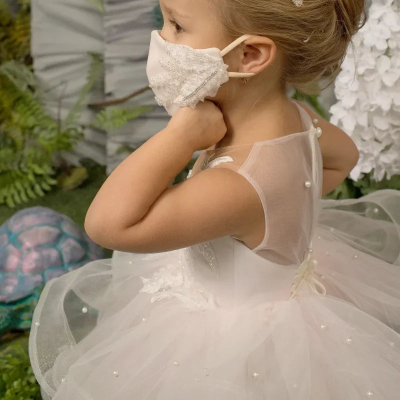 Vestidos de tul rosa claro con estampado floral escalonado sin mangas para bodas, fiestas de cumpleaños, primera comunión, vestidos para niñas de las flores 