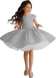 Tutu Festzugskleider Pailletten Blumenmädchenkleid Kurzes Prinzessinnenkleid Ballkleid Blumenmädchenkleider für Hochzeiten 