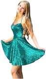 Vestidos de fiesta formales con cuello halter y lentejuelas para mujer, cortos, sin espalda, con lentejuelas azules, para cóctel 