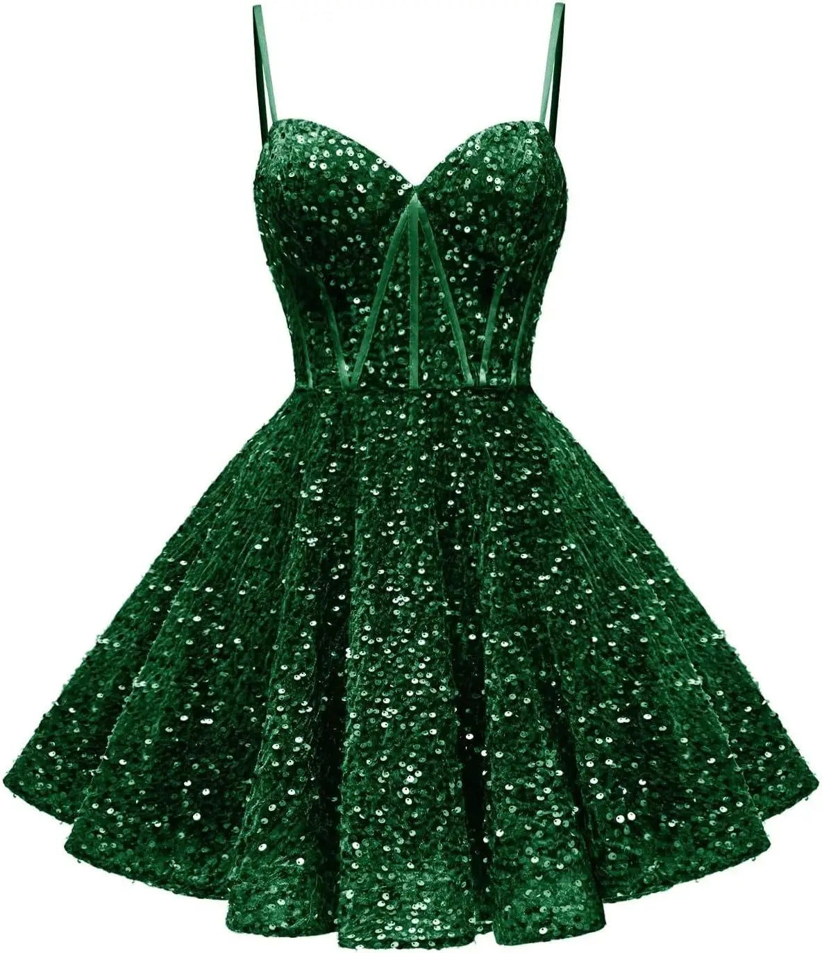 Spaghetti Straps Sequin Homecoming Dress Short Prom Gown with Pockets kingbridals Spaghetti Straps Sequin Homecoming Dress Short Prom Gown with Pockets kingbridals