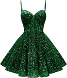 Spaghetti Straps Sequin Homecoming Dress Short Prom Gown with Pockets Evening Party Gowns cocktail dress  party mini dresses
