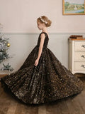 Vestido de princesa con lentejuelas abullonadas color burdeos, de un solo hombro, para bodas, fiestas de cumpleaños, banquetes, vestidos de niña de las flores, vestido de princesa 