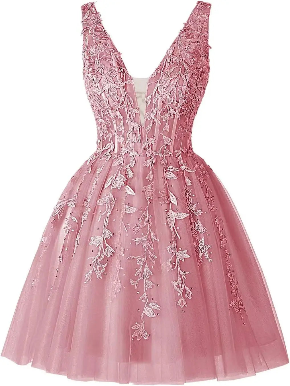 V Neck Short Homecoming Dresses for Teens Lace Tulle Prom Dress Cocktail Party Dress short prom dress  party dresses