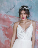 Off white Tüll Brautkleider handbesticktes Brautkleid Volles Brautkleid Spaghettiträger schlichtes Brautkleid 