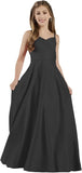 Mädchen Träger Junior Brautjungfer Kleid für Hochzeit Satin Festzug Blumenmädchen Kleider Festzug für Teenager Prinzessin Kleid 