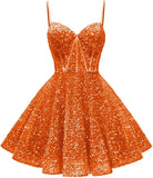 Spaghetti Straps Sequin Homecoming Dress Short Prom Gown with Pockets Evening Party Gowns cocktail dress  party mini dresses